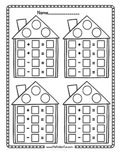 a printable worksheet with four houses on it