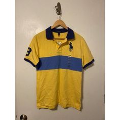 New With Tag Teen Boys Polo Ralph Lauren Varsity Style Embroidered Polo Shirt Size Large Condition- New Tote R Yellow Cotton Polo Collar Top, Yellow Short Sleeve Polo Shirt For Spring, Yellow Cotton Polo Collar Shirt, Yellow Cotton Polo Shirt With Polo Collar, Yellow Polo Collar Top For Spring, Yellow Long Sleeve Cotton Polo Shirt, Yellow Embroidered Cotton Shirt, Yellow Polo Shirt For Spring, Yellow Spring Polo Shirt