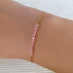 Rhodochrosite Gold Filled Braceletlayered Braceletstack - Etsy Dainty Rose Gold Beaded Bracelets, Dainty Pink 14k Gold-filled Bracelets, Dainty Pink 14k Gold Filled Bracelets, Dainty Double Strand Beaded Bracelets For Gift, Bracelet For Women Gold, Wire Wrapped Stone Jewelry, Layered Bracelet, Bracelet Simple, Wire Wrapping Stones