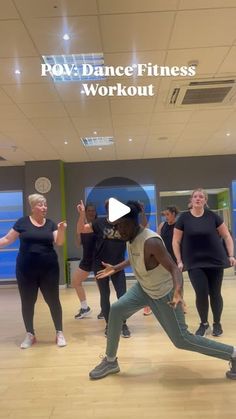 a group of people in a dance class doing various moves with the words raw dance fitness workout