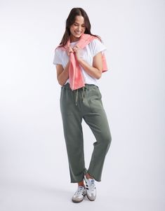 DESCRIPTION Ultra comfortable and oh-so-stylish, you'll love the Raw Edge Lounge Pant from White & Co. Crafted from super soft un-brushed French Terry, these lounge pants are an everyday must-have! These stylish pants feature an elastic waistband, relaxed straight-leg silhouette, front patch pockets and back jet pockets. Considered details like the matching drawcord, top stitch detail colour pop bar tack and raw finished hem elevate these weekend essentials. Still browsing? Discover our full ran Soft-washed Pants For Spring Loungewear, Soft Casual Bottoms For Everyday, Casual Soft Bottoms For Everyday, Soft Casual Everyday Bottoms, Super Soft Relaxed Fit Casual Sweatpants, Casual Soft-washed Sweatpants For Loungewear, Casual Green Lounging Pants, Casual Green Pants For Lounging, Soft Casual Bottoms For Spring