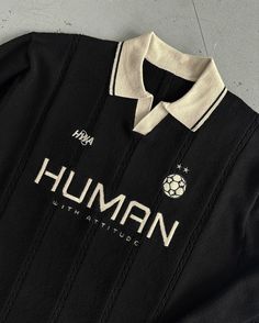 ✦ The Football Knit from Human with Attitude with @humanwithattitude Black Jersey Design Football, Football Jersey Design, Minimal Shirt Design, Guys Fashion Casual, Streetwear Tshirt Design, Apparel Design Inspiration, Classy Outfits Men, Designer Shirts For Men, Trendy Shirt Designs