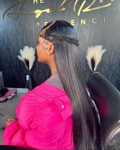 Straight Frontal Wig Hairstyles, Hairstyles Butterfly, Straight Frontal Wig, Hairstyles Extensions, Straight Frontal, Butterfly Braid, Black Ponytail, 15 Birthday