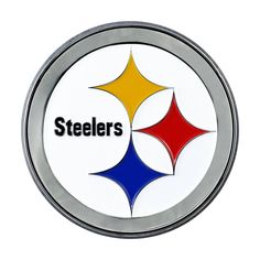 the pittsburgh football team logo is shown on a round metal emblem that reads, steeles