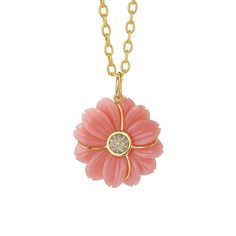 Jardin Pink Opal Sunflower Pendant Luxury Round Pink Opal Jewelry, Luxury Pink Opal Round Jewelry, Luxury Pink Opal Jewelry For Women, Luxury Yellow Gold Jewelry With Pink Opal, Luxury Pink Opal Jewelry In Yellow Gold, Pink Gold Pendant, Cheap Pink Flower Pendant Jewelry, Luxury Pink Opal Cabochon Jewelry, Luxury Pink Opal Elegant Necklace