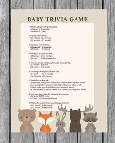 a baby trivia game with animals on it