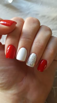 Red Gel Nails, Christmas Nail Art Ideas, Nails Hand Painted, Custom Press On Nails, February Nails, Get Nails, Dipped Nails, Cuticle Pusher