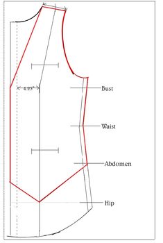 the front and back view of a vest pattern, with measurements for each section on it