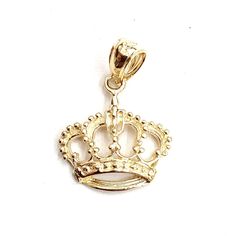 "(100% AUTHENTIC) 14k yellow gold Tiny Queen Crown Tiara pendant charm. \"Comes with a gift box\"14K yellow Gold pendant charm. Solid 14K gold, not plated. Nicely polished and shiny. Stamped 14K for Authenticity. ADDITIONAL INFO:REAL 14K Yellow Gold. 1.4 grams. 0.66 inches top to bottom without bail (longest point). 0.62 inches left to right. (Widest Point). Please refer to the photo of the item next to a quarter for comparison purposes. Ask me any questions you may have before make purchase. Sh Classic Gold Charms For Gifts, Gold Jewelry With Crown Design For Birthday, Elegant Hallmarked Charms For Gifts, Gold Birthday Jewelry With Crown Design, Classic Yellow Gold Charms For Gifts, Classic Yellow Gold Charms For Gift, 14k Gold Jewelry With Crown Design For Gift, 14k Gold Crown Design Jewelry As A Gift, 14k Gold Charms For Gift, Fine Jewelry Style