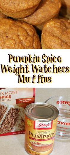 pumpkin spice weight watchers muffins are stacked on top of each other