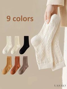 Lasaky - High-Elastic Mid-Calf Twist Socks for Women - Set of 2 Loose Denim Dress, Belted Denim Dress, Outdoor Socks, Over The Calf Socks, Elegant Jacket, Fitted Blouses, Urban Dresses, Calf Socks, Types Of Dresses