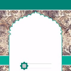 a card with an ornate design on the front and back side, in teal green