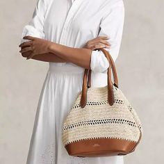 Polo Ralph Lauren's Tote Bag Boasts A Raffia Design And Open-Stitch Detailing. Contrast Trim And A Back Exterior Patch Pocket Complete This Style. Adjustable Crossbody Strap Top Buckle Closure Raffia Size 11"L X 18.5"H X 6"D Horse Tote Bag, Ralph Lauren Tote, Raffia Tote Bag, Plaid And Leather, Vintage Tote Bag, Ralph Lauren Bags, Grey Tote, Polo Ralph Lauren Women, Pink Tote Bags