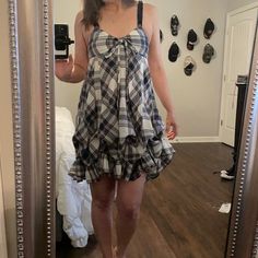 Never Worn. Ties Under Skirt To Adjust The Look. Plaid Sundress For The Beach, Plaid Mini Dress For Summer Party, Chic Plaid Mini Dress For Beach, Urban Outfitters V-neck Beach Sundress, Under Skirt, Maurices Dresses, Sun Dress, Dresses Xs, Sundress