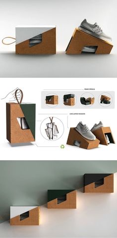 several different types of shoes are shown in this graphic art work, which is made out of cardboard