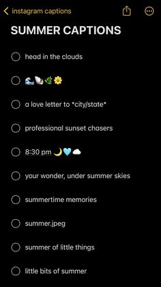 an iphone screen with the text summer captions on it, and other words below