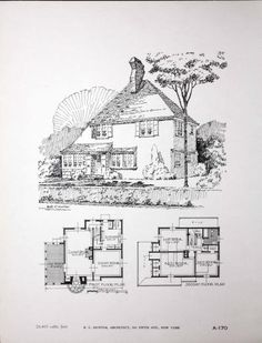 an old house is shown with plans for the front and rear floors, and two stories on