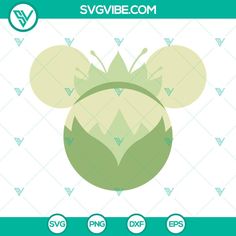 a mouse head with green leaves on it's ears and the words svvibe com