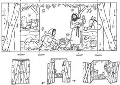 the story of jesus's birth is shown in black and white, as well as pictures