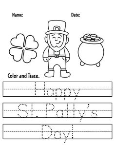 the happy st patrick's day worksheet for kids to practice their handwriting