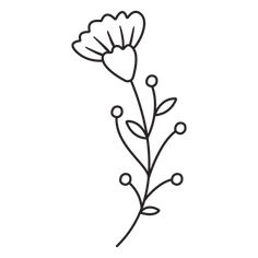 the outline of a flower is shown in black and white, with small dots on it