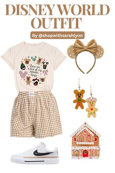 Disney Christmas outfit inspired by gingerbread! 🎄 #disney #disneybound #disneybounding #fashion #christmas #disneychristmas #disneyworld #ootd #disneyland #gingerbread Cute Disney Christmas Outfits, Disney Bound Outfits Women, Disney At Christmas Outfits, Disney Christmas Party Outfit, October Disney Outfits, Disney February