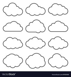 a set of nine clouds in different shapes