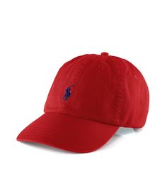 From Polo Ralph Lauren&#x2C; this hat features:classic baseball cap silhouette6-panel construction with embroidered eyelets at the crownseamed billadjustable back strap with an antiqued nickel buckleembroidered "Polo" at the center backRalph Lauren's signature embroidered pony accents the center frontApprox. 23 1/4 circumferencecottonhand washImported. Classic Red Snapback Hat With Curved Brim, Classic Red Snapback Baseball Cap, Classic Red Hat With Embroidered Logo, Classic Red Six-panel Baseball Cap, Classic Baseball Cap With Curved Visor For Sports Events, Classic Solid Color Visor Snapback Hat, Classic Baseball Cap For Sports Events, Classic Solid Snapback Visor Hat, Classic Red Snapback Cap