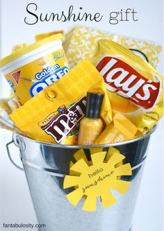 a bucket filled with yellow and white items