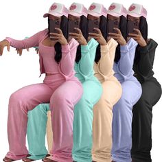 Fashion Undershirt Hooded Wide Leg Pants Solid Color Three Pieces Set Casual Sets With Long Pants For Fall, Casual Long Sleeve Set With Pockets, Casual Fall Sets With Long Pants, Fall Casual Tracksuit With Long Pants, Casual Tracksuit For Fall, Casual Tracksuit With Long Pants For Fall, Casual Sets For Leisure In Solid Color, Casual Solid Color Leisure Sets, Spring Long Sleeve Tracksuit With Pockets