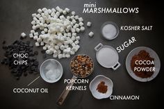 ingredients for making marshmallows on a table