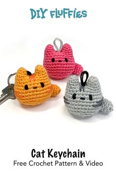 Free Cat Crochet Pattern Cat Crochet Pattern, Cat Crochet, Crochet Cat Pattern, Crochet Animals Free Patterns, Crochet Amigurumi Free Patterns, Cat Keychain