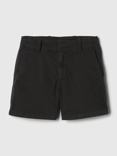 4" Downtown Khaki Shorts | Gap Gap Fitted Cotton Shorts, Fitted Cotton Shorts By Gap, Gap Cotton Shorts, Gap Cotton Shorts With Pockets, Gap Cotton Skort, Gap Casual Black Shorts, Casual Black Gap Shorts, Casual Black Shorts By Gap, Summer Shorts With 5-inch Inseam And Belt Loops