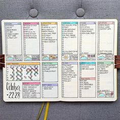 an open planner is shown with notes and stickers on the pages, which are attached to a clipboard