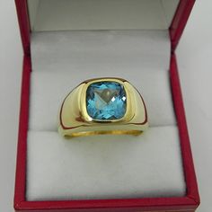 Gold Cushions, London Blue Topaz, London Blue, Cushion Cut, Yellow Gold Rings, Blue Topaz, Sapphire Ring, Statement Rings, Topaz