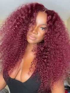 CurlyMe Pre-Plucked Wear Go Glueless 99J Burgundy Kinky Curly Hair Pre-cut Lace Grey Hair Extensions, Red Wig, Straight Blonde Hair, Blonde Lace Front Wigs, Curly Human Hair Wig, Curly Lace Front Wigs, Wigs Hair, Beautiful Curls, Body Wave Hair