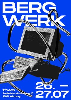 a poster for the berlin week with an old computer on it's display stand