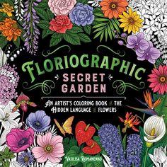 an adult coloring book with flowers and butterflies on it's cover, in front of a black background