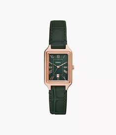 Raquel Three-Hand Date Green Croco LiteHide™ Leather Watch - ES5366 Nice Watches, Women's Watches, Green Watch, Watches Women Leather, Minimalist Watch, Fossil Watch, Three Hands, Rose Gold Watches, Fossil Watches