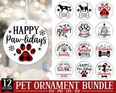 12 pet ornament bundle - happy paw - days svg cut files for cricut and silhouettes