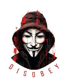 a person wearing a mask with the words disobey on it