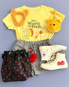 ashtine jade apelacio💫 on Instagram: “Silly ‘ol bear 🍯 . . A few of my favorite Pooh Bear things! This adorable shirt is an old purchase from @uniqlousa & these Pooh ears are…” Disneybound Outfits, Disney Clothing, Disney Themed Outfits