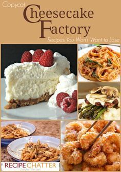 an advertisement for cheesecake factory with pictures of different types of desserts and pastries