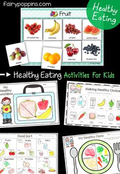 healthy eating activities for kids with pictures and text that says healthy eating activities for kids