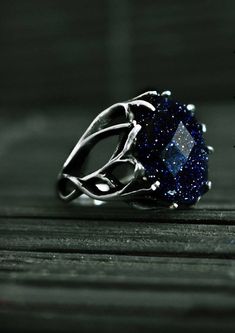 Blue Sandstone Ring, Goldstone Ring, Elegant Pearl Jewelry, Sandstone Ring, Blue Aventurine, Blue Sandstone, Awesome Outfits