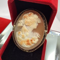 Amazing Estate 14k Filagree Carved Orange Shell Cameo 1960's Naturally aged Solid 14k Yellow Gold Filigree Mounting This Amazing Cameo measures 52 x 42mm Can be worn as  both pin/brooch or Pendant on a chain This IS A VERY LARGE & BEAUTIFUL Cameo ! In Excellent Vintage Condition Antique Carved Brooches For Weddings, Heirloom Cameo Brooch For Wedding, Heirloom Cameo Brooches For Weddings, Heirloom Cameo Wedding Brooch, Antique Cameo Brooches For Wedding, Classic Cameo Brooches For Wedding, Carved Yellow Gold Brooches For Wedding, Antique Yellow Gold Wedding Brooches, Antique Oval Wedding Brooches