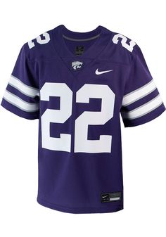 Even the littlest Wildcats fan will be ready to cheer on the K-State Wildcats in this Purple Youth Football Jersey. Get your little one pumped up for the big game with this K-State Wildcats Wildcats Football Jersey, which features a screen printed team design and number. Nike Collegiate Jersey With Team Name, Sporty Mascot Top For Sports, Sporty Mascot Tops For Sports, Nike Jersey With Team Name, Nike Collegiate Sports Jersey, Nike Sporty Jersey With Team Name, Sporty Nike Jersey With Team Name, Sporty White Tops With Mascot, Purple Football Jersey