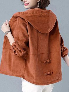 Corduroy Hoodie Jacket for Women featuring Stylish Bowknot Detail – insbyr Corduroy Hoodie, Hoodie Jacket Women, Jacket Corduroy, Brown Corduroy Jacket, Cotton Casual Pants, Winter Shorts, Winter Street, Cheap Hoodies, Jacket For Women