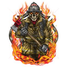 Skull Firefighter, Fire Hose Crafts, Firefighter Tattoo, American Firefighter