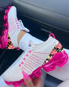 Basket Sport, Basket Style, Mesh Heels, Spring Sneakers, Summer Sneakers, Pink Sneakers, Mesh Shoes, Casual Sportswear, Lace Up Heels